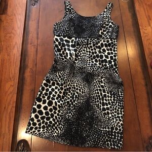 Claude Brown Black/White Animal Print Sheath Dress